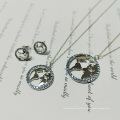 cz map design silver earrings jewelry sets necklace